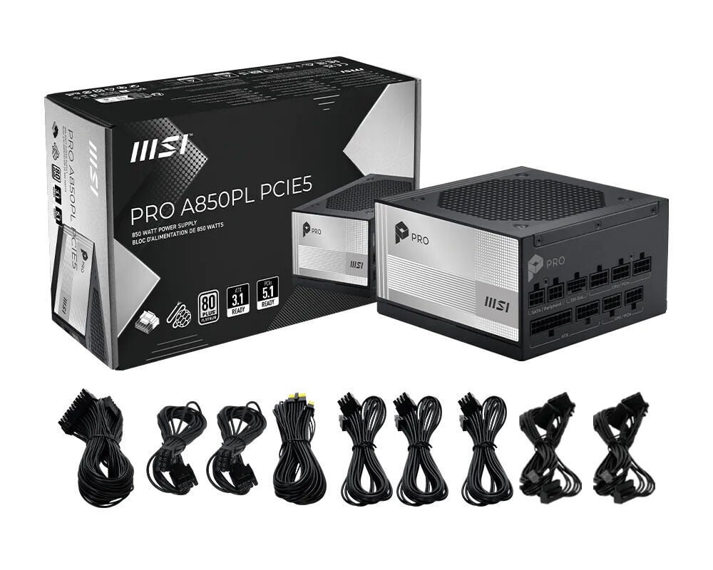 MSI PRO A850PL PCIE5 850W 80+ PLATINUM PSU