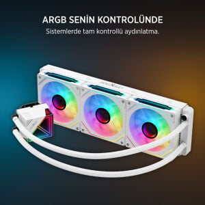 James Donkey Lugis JDC360 ARGB 360mm Beyaz Sıvı İşlemci Soğutucu AM5 ve LGA1700 Uyumlu