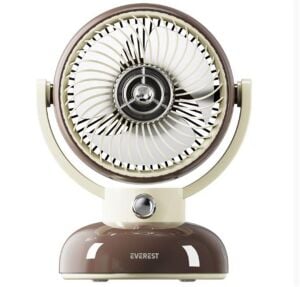 Everest EFN12 Kahve 1200mAh 3 Hız Kademe Led Işıklı Retro Masaüstü Usb Fan