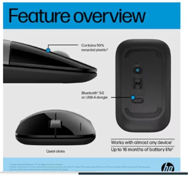 HP Z3700 758A9AA Bluetooth 2.4GHz 1600DPI Silver Wireless Optik Mouse