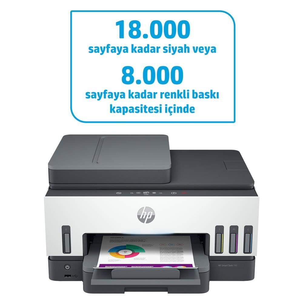 HP 4WF66A Smart Tank 790 Yazıcı-Tarayıcı-Fotokopi-Faks-ADF-Wifi Çok Fonksiyonlu Tanklı Yazıcı