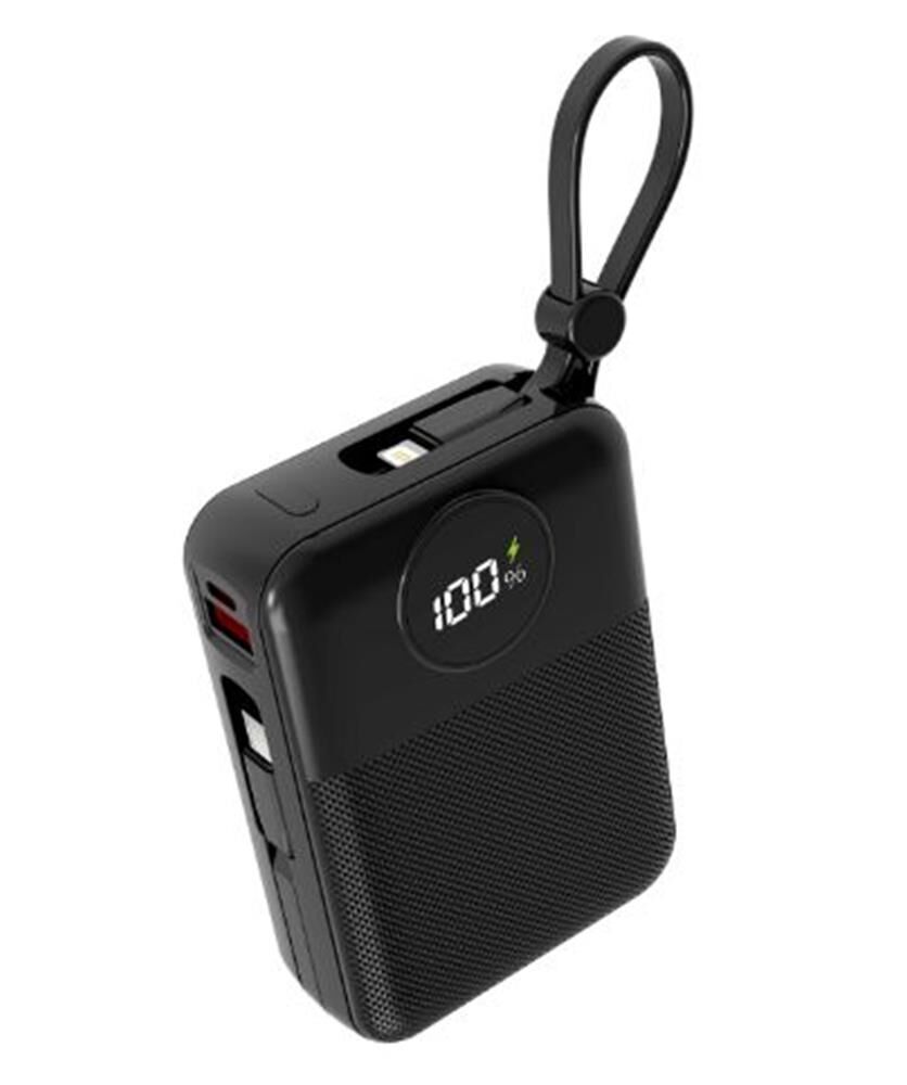 S-link MP120 20000mAh PD22.5W Type-C+Lightning Kablolu Siyah  Pil Şarj Cihazı Powerbank