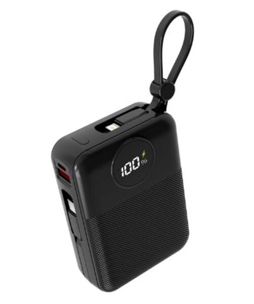 S-link MP120 20000mAh PD22.5W Type-C+Lightning Kablolu Siyah  Pil Şarj Cihazı Powerbank