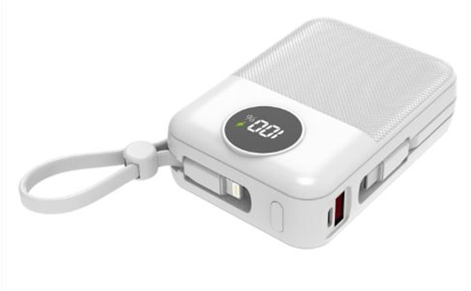 S-link MP120 20000mAh PD22.5W Type-C+Lightning Kablolu Beyaz  Pil Şarj Cihazı Powerbank