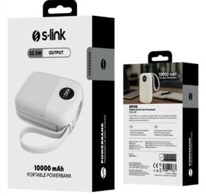 S-link MP110 10000mAh PD22.5W Type-C+Lightning Kablolu Beyaz  Pil Şarj Cihazı Powerbank