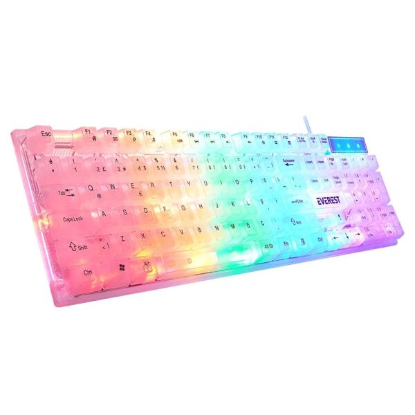 Everest KB-24 Beyaz Rainbow Q Membrane Oyuncu Klavyesi