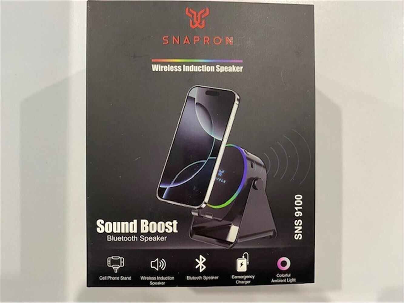 Snapron SNS-9100 Siyah (İNDUCTİON Özellikli) RGB Bluetooth Speaker (Phone Stand-Ambient Light)