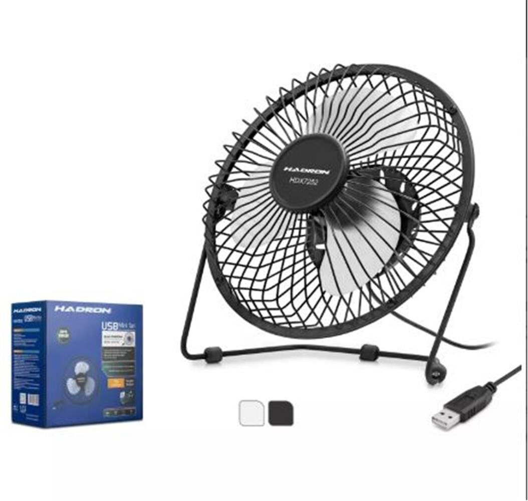 HADRON HDX7252 USB Metal Vantilatör 18 cm Siyah Beyaz