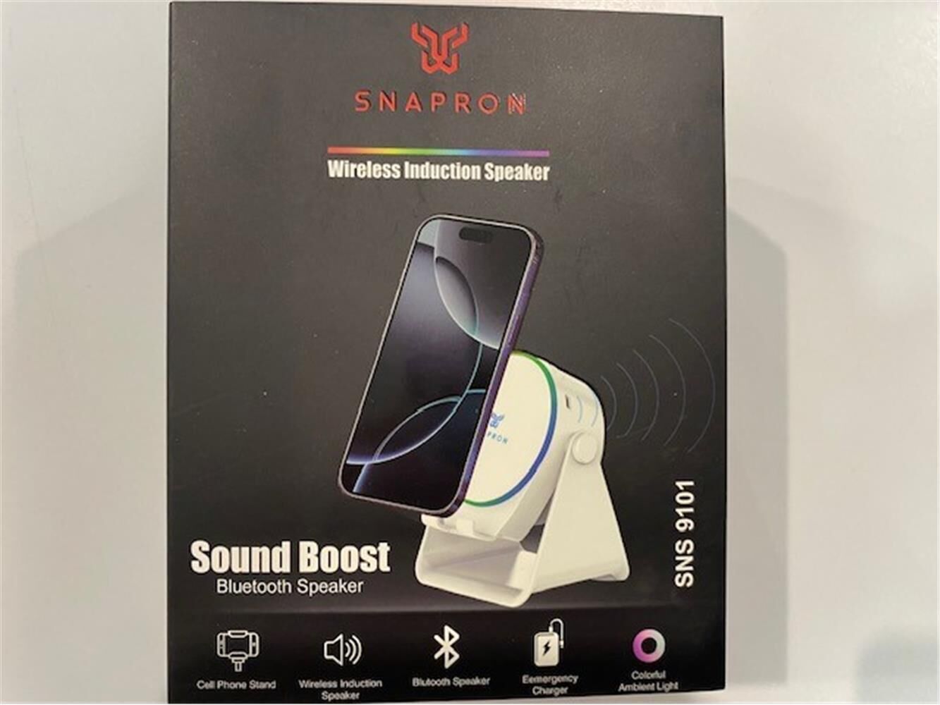 Snapron SNS-9101 Beyaz (İNDUCTİON Özellikli) RGB Bluetooth Speaker (Phone Stand-Ambient Light)