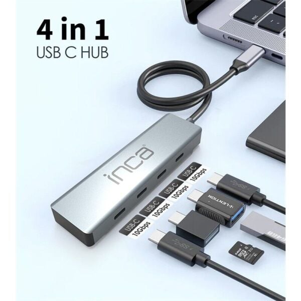 INCA ITPT-4T TYPE-C HUB X4 TYPE-C PORT 3.1 10GBPS ALUMINYUM KASA ÇOKLAYICI