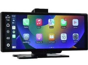 Ottocast 10'' Taşınabilir Apple CarPlay & Android Auto, Ön & Arka Kameralı Araç Multimedya