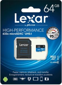 Lexar 64GB C10 A1 V30 U3  Hafıza Kartı + Adaptör