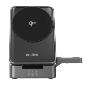 S-link SW-CWF116 Siyah Telefon Kulaklık Akıllı Saat 15W 3 in 1 Magsafe Qi2 Kablosuz Şarj Cihazı