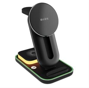 S-link SW-CWF117 Siyah Ayarlanabilir Standlı 15W 3 in 1 Magsafe Kablosuz Şarj Cihazıı