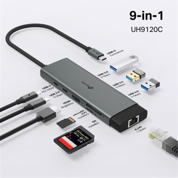 Tp-Link UH9120C USB Type C Docking Station 9 Port ( USB-C PD + USB C + USB 3.0 X3 + Kart Okuyucu )