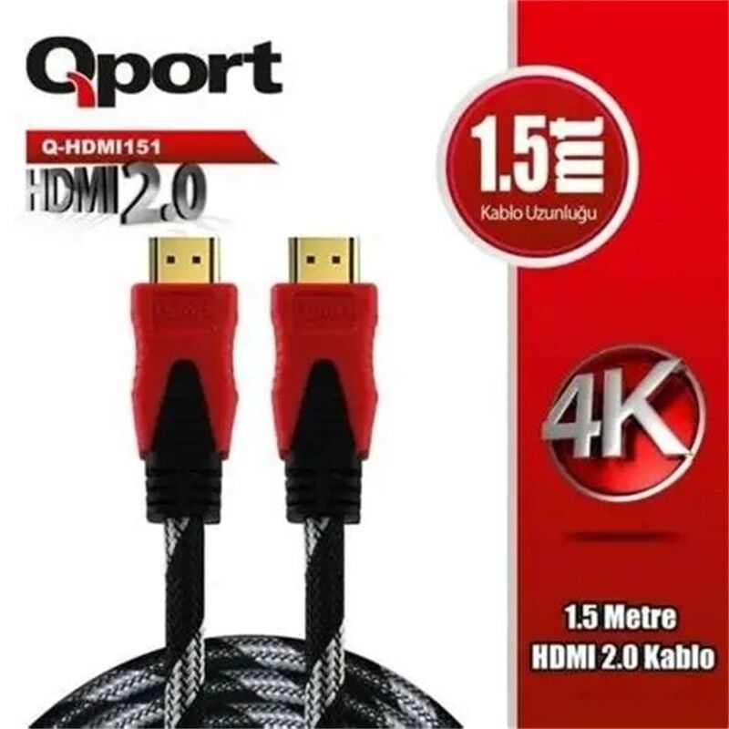 QPORT Q-HDMI151 1.5 METRE 2.0V 4K ALTIN UÇLU ORGULU HDMI KABLO