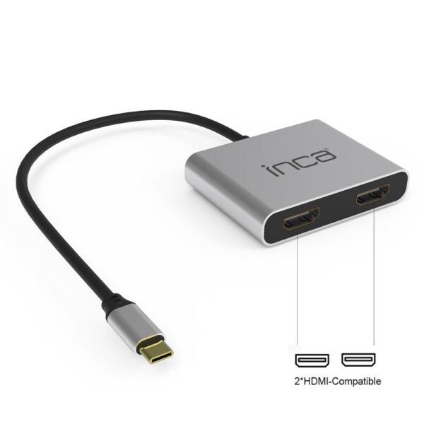 Inca ITPC-4 T Usb C To 2x Hdmı 4K USb 2.0+Pd