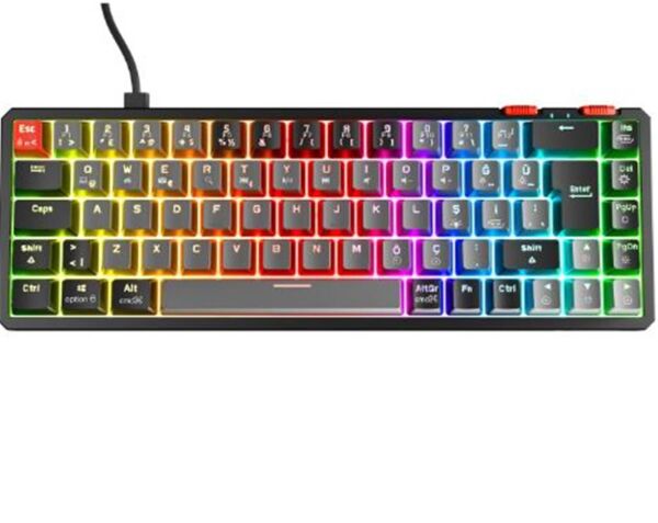 Rampage YORU MINI Gri-Siyah Type-C Bağlantılı OUTEMU Red Swich Q Mekanik Gaming Oyuncu Klavye RGB