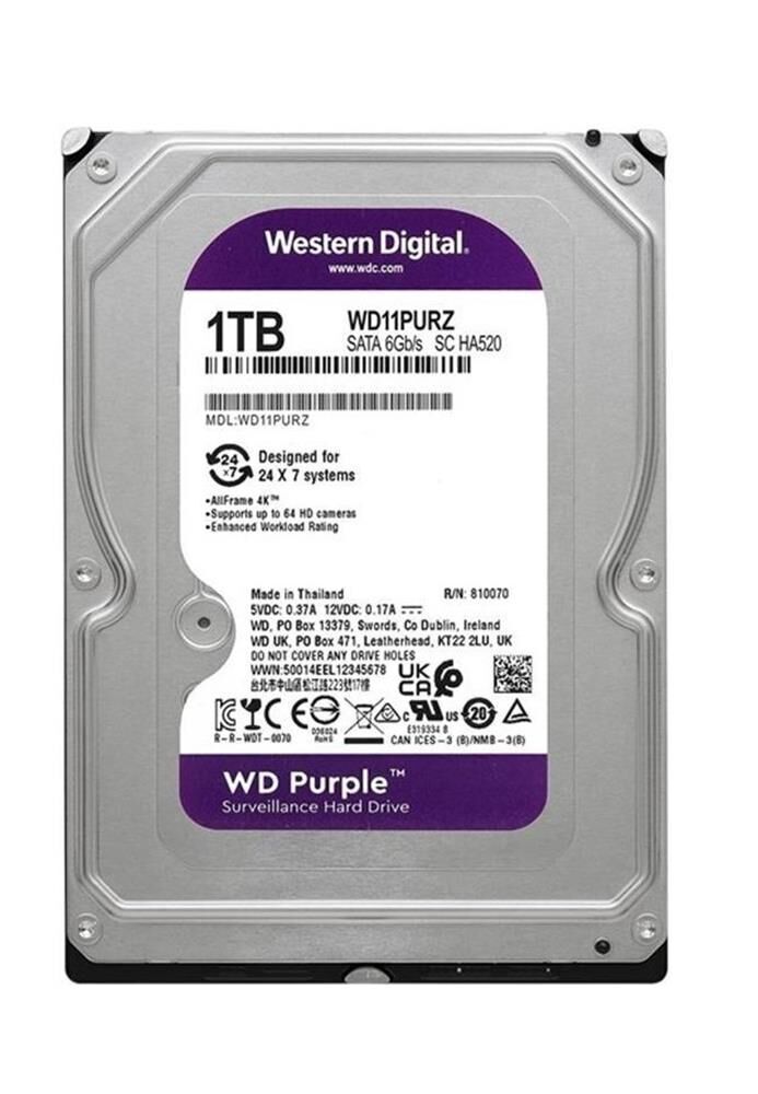 Wd 1Tb WD11PURZ 3.5 Purple Sata3 5400RPM 64MB 7-24 Guvenlık Harddisk (3 Yıl Resmı Dıst Garantılı)