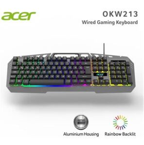 Acer OKW213 Siyah RGB Rainbow Backlit Gaming Keyboard Rainbow (Kablo Uzunluğu 1,5mt)