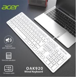 Acer OAK920 1.8m Kablolu Klavye-Tek Tuş Hesap Makinalı Beyaz
