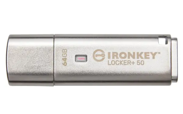 Kingston IKLP50-64GB 64GB IronKey Locker Plus 50 AES-256 FIPS 197 USBtoCloud Flash Bellek