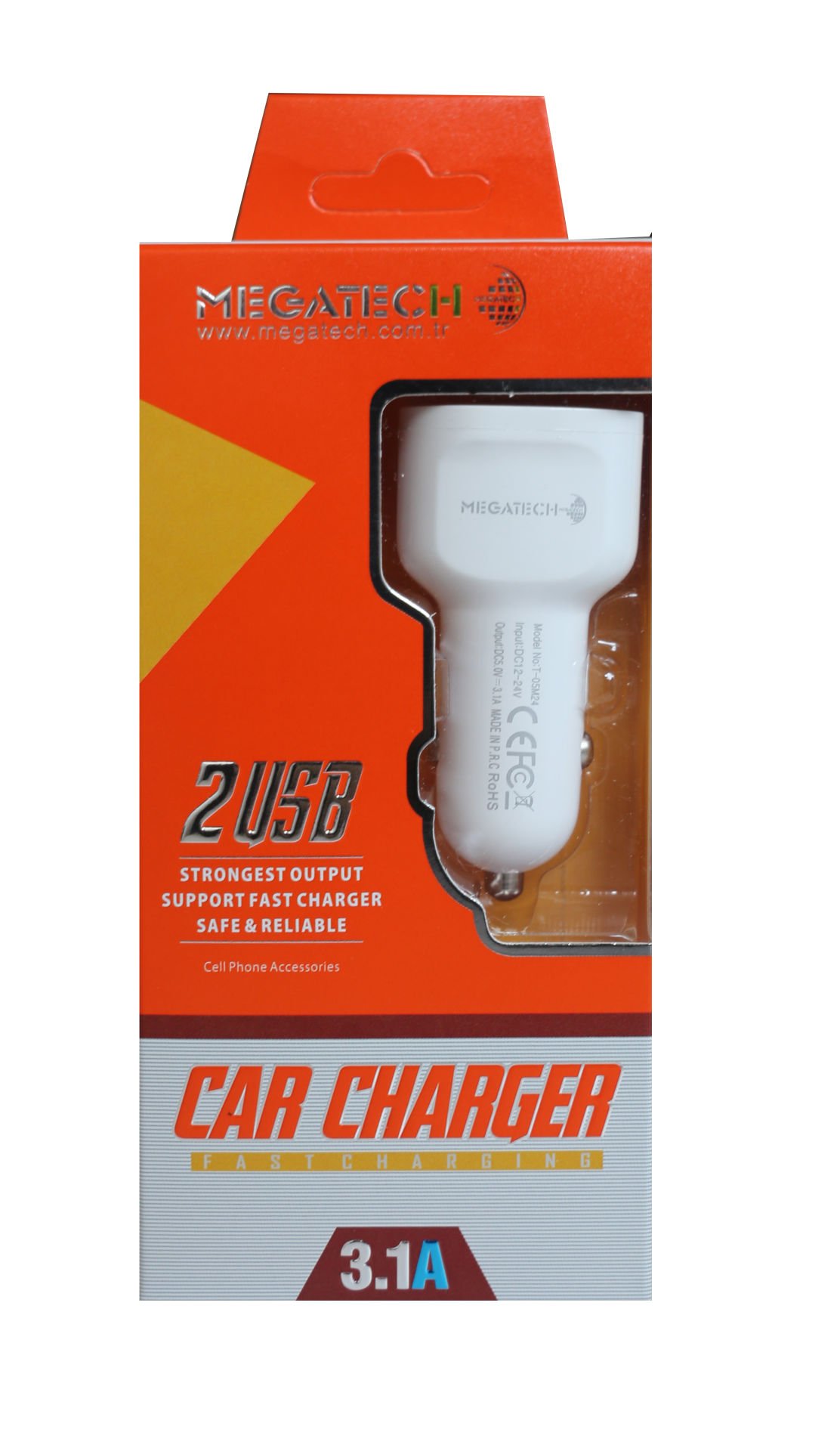 Megatech 5.0v Beyaz 3.1a 2usb Araç Çakmak Şarj Aleti