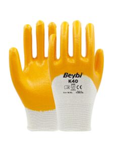 Beybi K40 Nitril Kaplı Pamuk Eldiven Paketi 12li (EN388 Performans Değeri; 4121X)