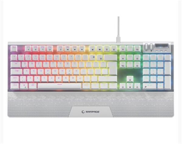 Rampage Carbon Beyaz RGB Q Gaming Oyuncu Klavye Bilek Destekli Red Switch