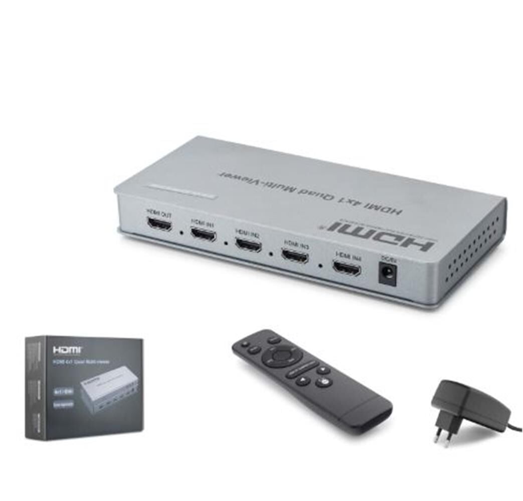 HADRON HDX1436 HDMI Quad Multi Viewer Kumandalı 4 Giriş 1 Çıkış Gri