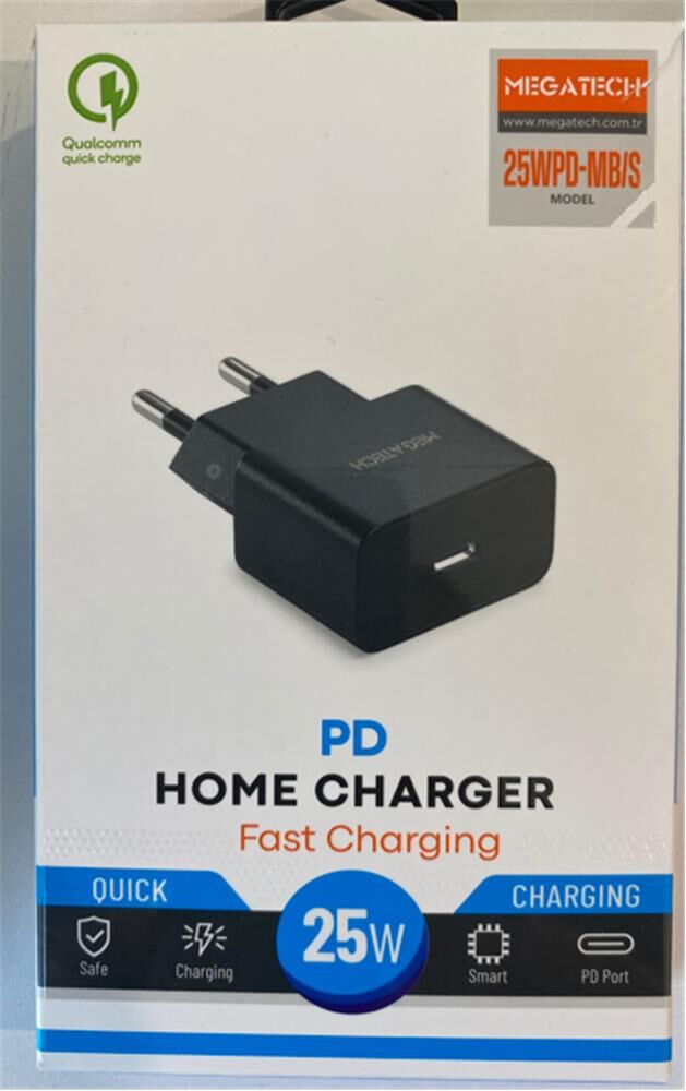 Megatech 25w Siyah Pd Type-c  Ev Şarj Kafa