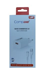 Compaxe CTA-150UT 5V 3a 18W 1mt Ev Şarj  Type-C Şarj Kablosu
