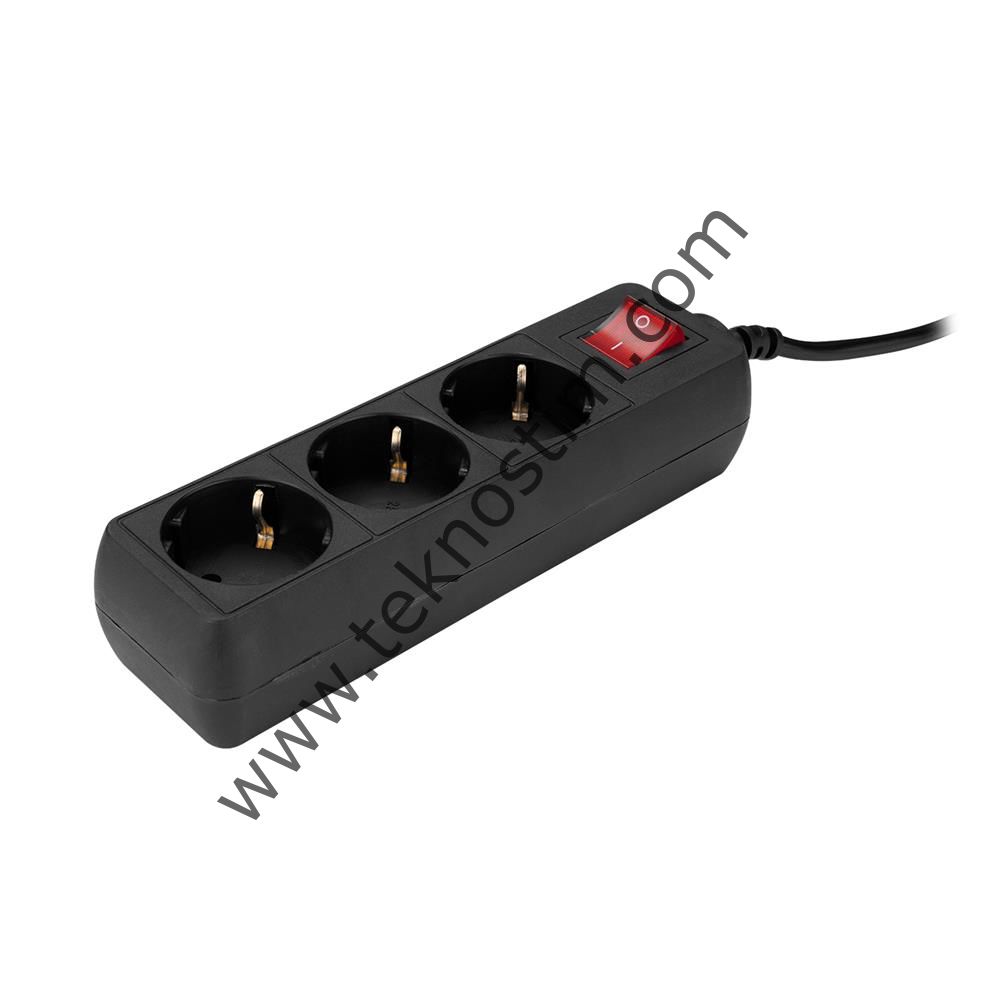 S-link SPG3-X-3 1.5m 3Lü Akım Korumalı Blister Kutulu Siyah Priz
