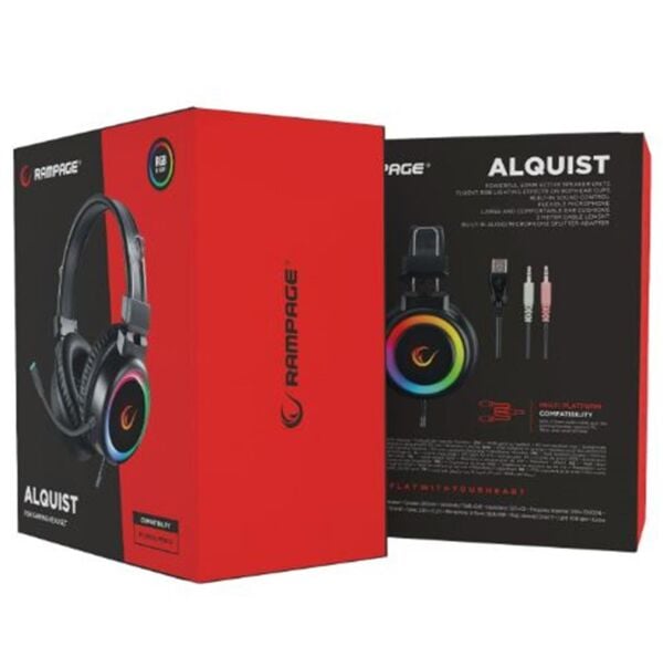 Rampage SN-R10 ALQUIST Siyah 3,5mm RGB Gaming Oyuncu Mikrofonlu Kulaklık