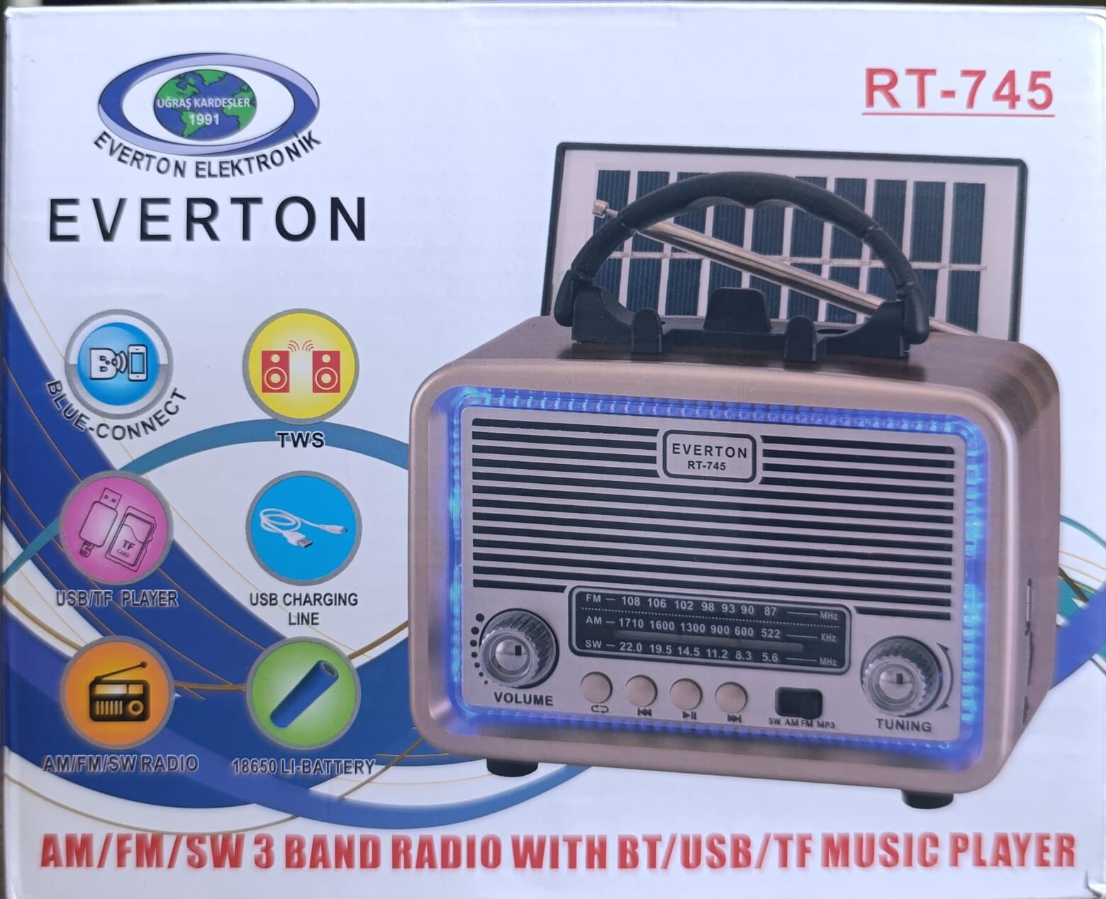 Everton Rt-745 Led özellikli Nostajık Bluetooth Radyo Müzik çalar