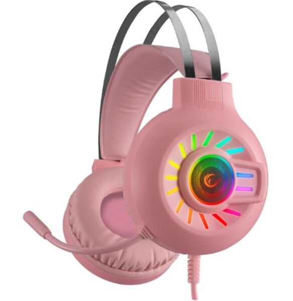 Rampage RM-K44 ZENGIBAR Pembe 7.1 Surround RGB Işık Efekti Mikrofonlu Oyuncu Kulaklığı