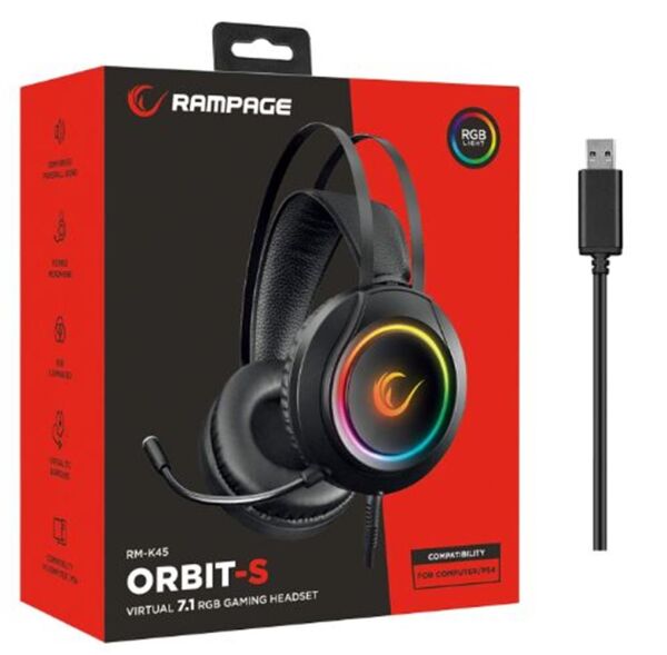 Rampage RM-K45 ORBIT-S Siyah RGB Led 7.1 Gaming Mikrofonlu Oyuncu Kulaklığı