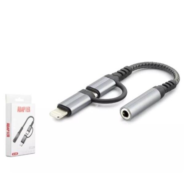 Hadron Gj-026 Type-C + Lightning To 3.5Mm F Kablo Siyah