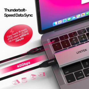 UNITEK USB4 THUNDERBOLT KABLO 0.8MT 40GBPS, 8K&60Hz,100W (C14100BK-0.8M)