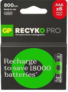 Gp AAA 850 mAh Şarjlı İnce Kalem Pil  4+2'li Paket Recyko GPHCH83BOK