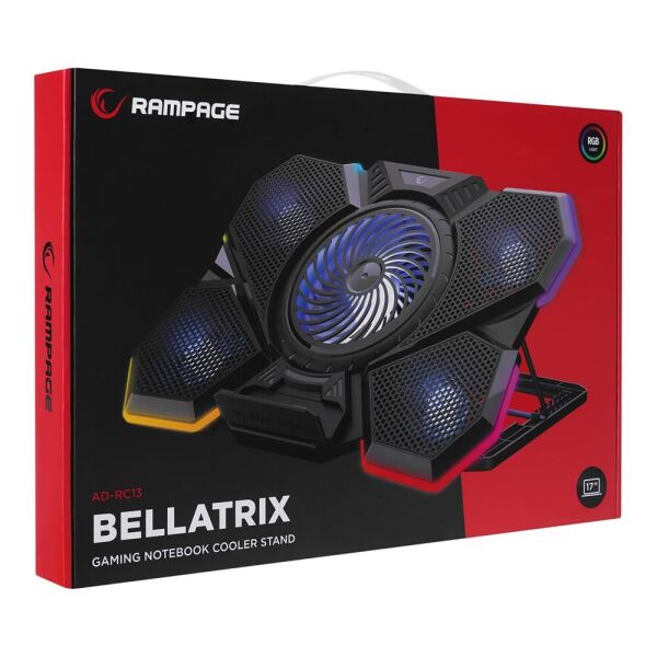 Addison Rampage AD-RC13 BELLATRIX Siyah 5 Fan 2 USB RGB Işıklı 15''-17'' Notebook Soğutucu Stand