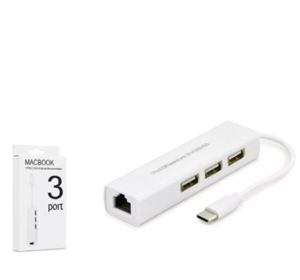 Hadron Hdx7007 Type-C Hub Combo 3-Usb + Lan Beyaz