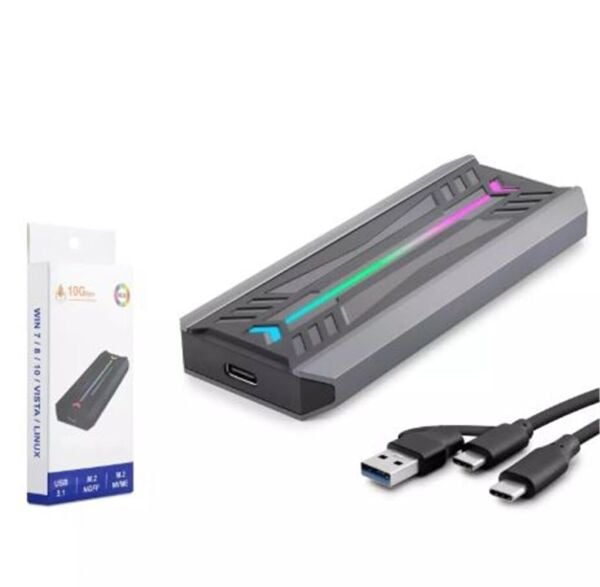 HADRON HDX1775 SSD KUTU TYPE-C3.1 + USB3.0 NVME M2 CHIP RTL9210 SİYAH