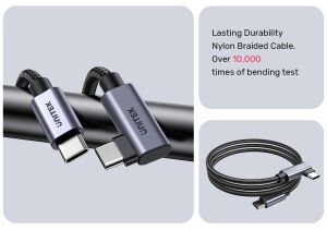 UNITEK TYPE-C HIZLI ŞARJ KABLOSU 90 DERECE 3 METRE 100W (C14123BK-3M)