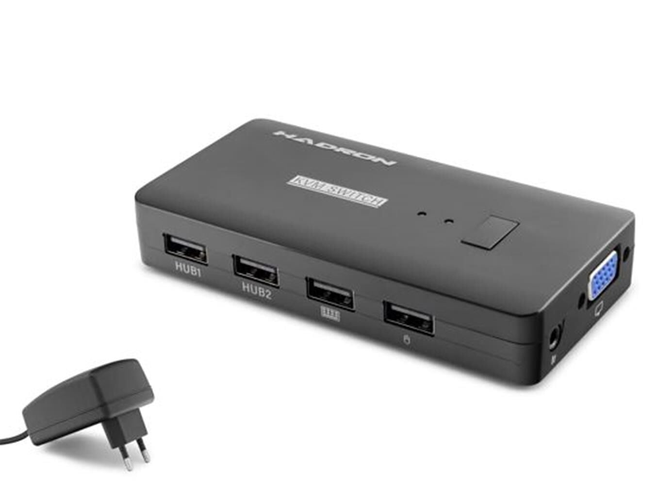 Hadron Hdx1374  2 Port + 4- Usb Vga Kvm Switch  Kablolu Siyah