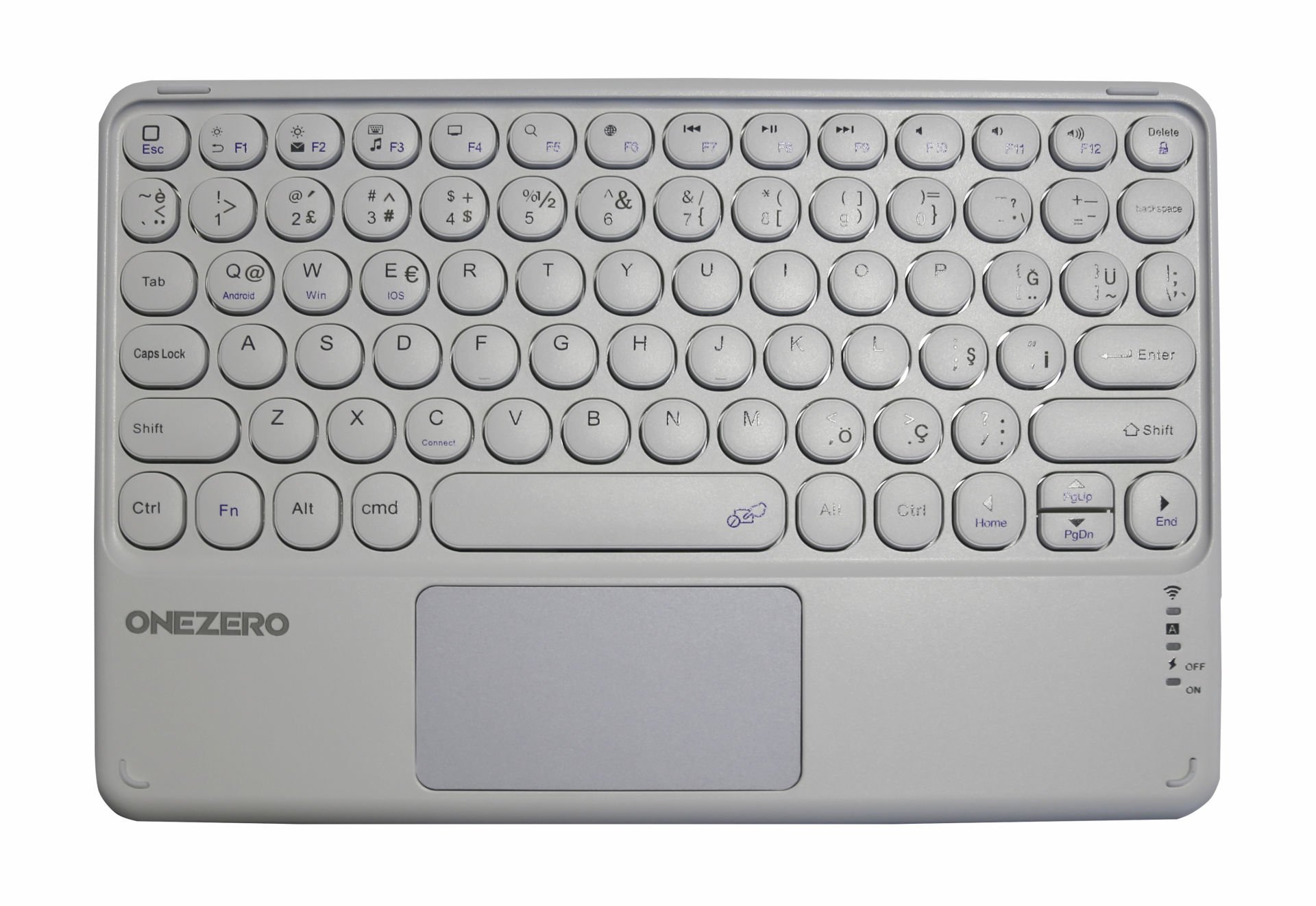 Onezero No:102 Beyaz Bluetooth Touch PAD li Klavye Slim