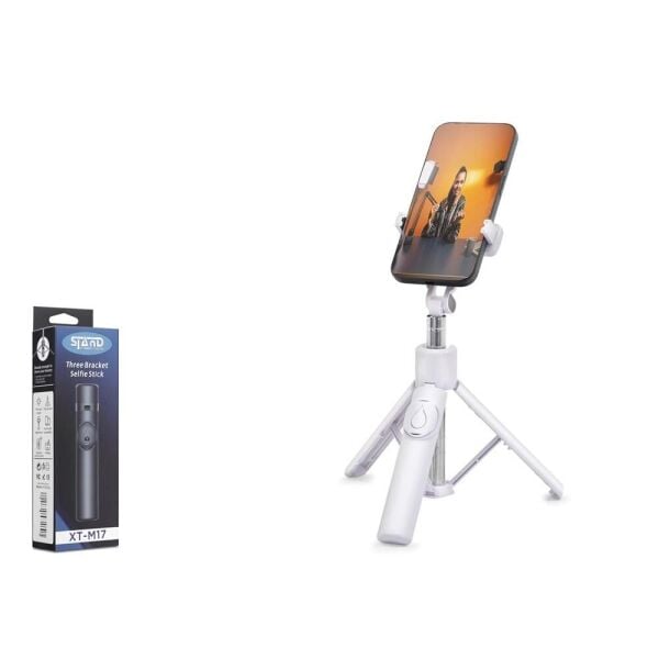 Nodar Nd1031 Tripod Selfie Çubuğu - Bluetooth 4.0 Uzaktan Kumandalı, 2’si 1 Arada Kullanım Beyaz